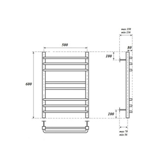 Купить Полотенцесушитель водный Point хром П8 500x600  PN90156S фото №2