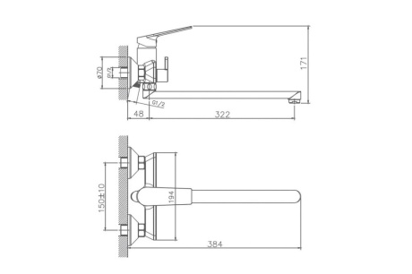 Купить Смеситель на ванну "Haiba" пепельный  HB22533-3 фото №2