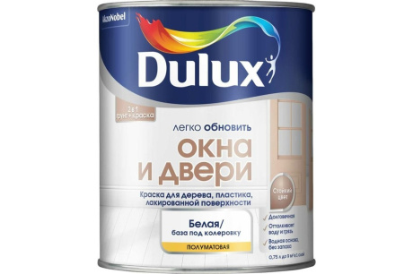 Купить Эмаль Dulux Окна и Двери универс. полумат BC 0 75л  5327290 фото №1