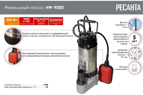 Купить Фекальный насос НФ-9000  РЕСАНТА фото №2