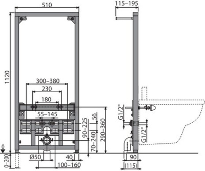 Купить Система инсталляции для биде AlcaPlast A105/1120 фото №2