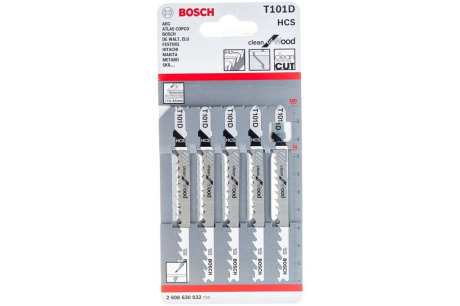 Купить Пилка для лобзика Bosch T-101D  дерево  чистый рез   5шт.упак  2.608.630.032 фото №1