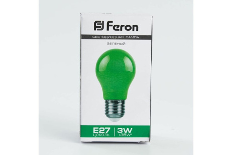Купить Лампа LED А50 LB-375 3W E27 зеленый  FERON фото №3