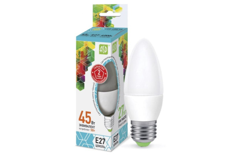 Купить Лампа светодиодная LED-Свеча-standard 5Вт свеча 4000К нейтр. бел. E27 450лм 160-260В ASD фото №2